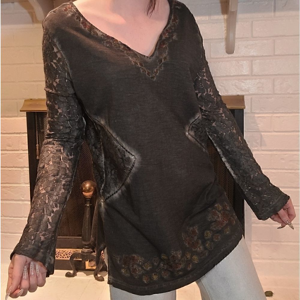 Grey Fairycore Blouse by BKE